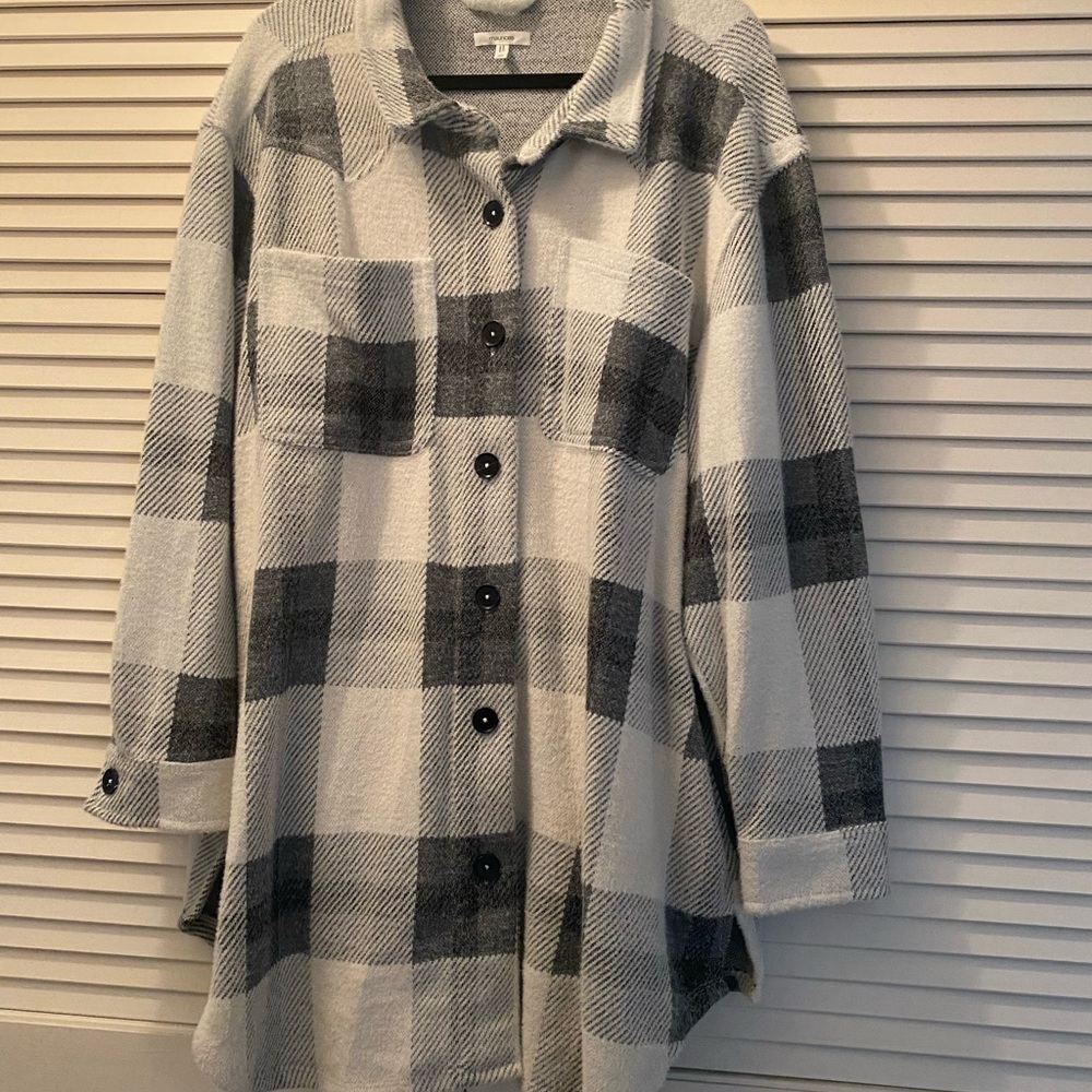Maurices Black and White Plaid Utility Jacket